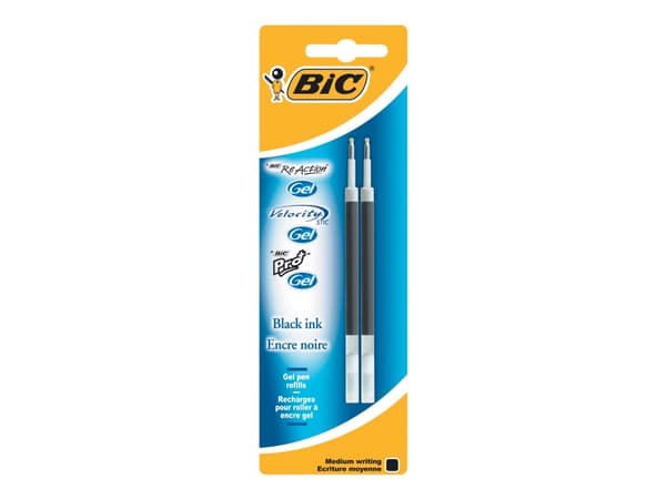 BIC VELOCITY - Påfyllning - svart - gelbläck - 0.7 mm - medel (paket om 2) - för P/N: 829157