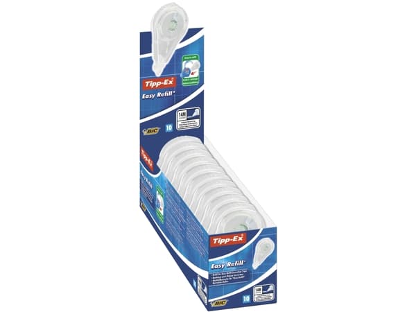 TIPP-EX ECOlutions, Uttrekbar mekanisme, Gjennomsiktig, Hvit, 10 stykker, TIPP-EX