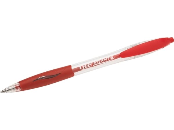 BIC Atlantis Classic, Klämma, Indragbar kulspetspenna med vridfunktion, Röd, 12 styck, Medium