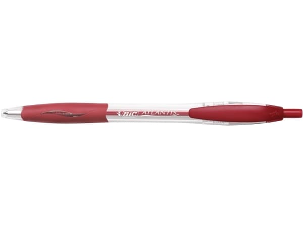 BIC Atlantis Classic, Klämma, Indragbar kulspetspenna med vridfunktion, Röd, 12 styck, Medium