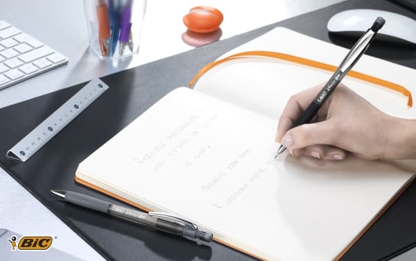 BIC ATLANTIS - Stiftpenna - grafit - HB - 0.7 mm - indragbar - med radergummi (paket om 12)