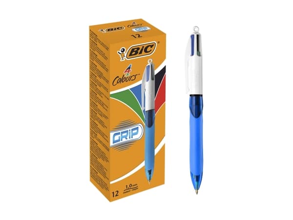 Kuglepenne BIC 4 Colours Grip Medium Spids 1,0 mm – (12 stk.)