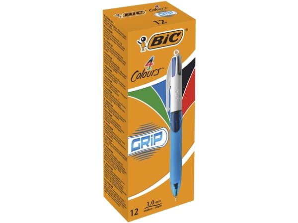 Kuglepenne BIC 4 Colours Grip Medium Spids 1,0 mm – (12 stk.)