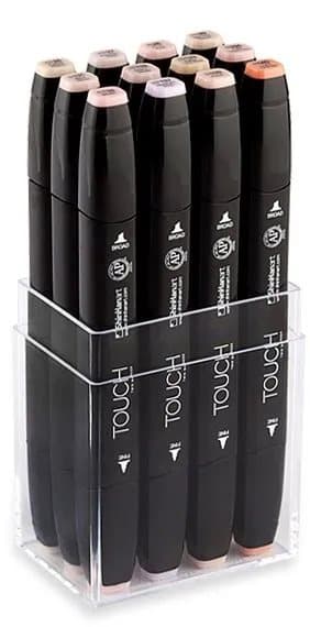 Touch Twin Marker 12kpl ihovärejä, pyöreä + kulmikas kärki