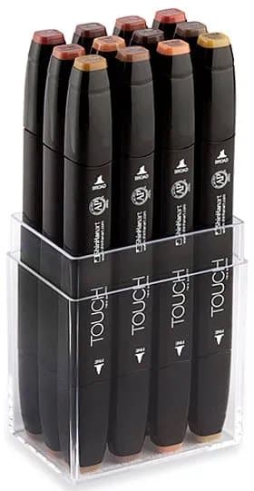 Touch Twin Marker 12kpl puun värejä, pyöreä + kulmikas kärki