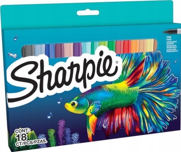 Sharpie 2201230, Fin spets, Multifärg, 1 mm, 18 styck, Låda