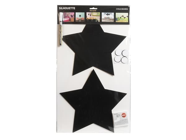 Securit FB-STARS, 300 x 500 mm, Melamin, Harts, Kardborreband, Svart