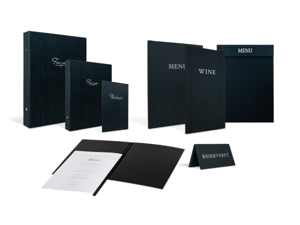 Modern A4 MENU inbunden med klämrygg, kolmönstrad