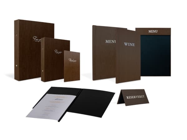 Modern A4 MENU inbunden pärm med klämrygg, brun