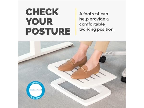 Fellowes Foot Rest Under Desk - Hana LT Foot Support Ergonomic Foot Rest - Foot Rest Stool for Office & Home Use - White, White, ABS, 45 cm, 35 cm, 4