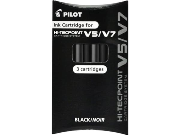 Pilot V5/V7, Musta, Keskikokoinen, Musta, Metalli, Pallokärkikynä, Näyttölaatikko