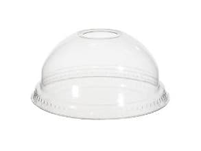 Plastlåg Kuppel Ø95xH41mm Med Hul Til Sugerør Klar,50 stk/ps - (50 stk.)