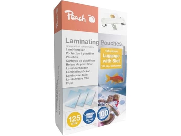 Peach - 125 mikrometer - 100-pack - glättat - 65 x 108 mm lamineringsfickor