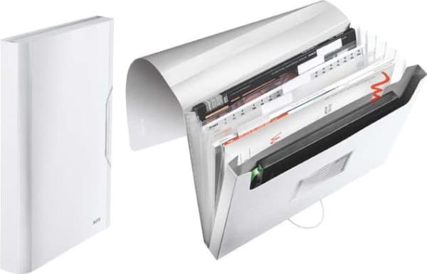 Leitz Style - Dokumentmappe - kan utvides - 6 rom - 6 deler - for A4 - med fliker - arktisk hvitt