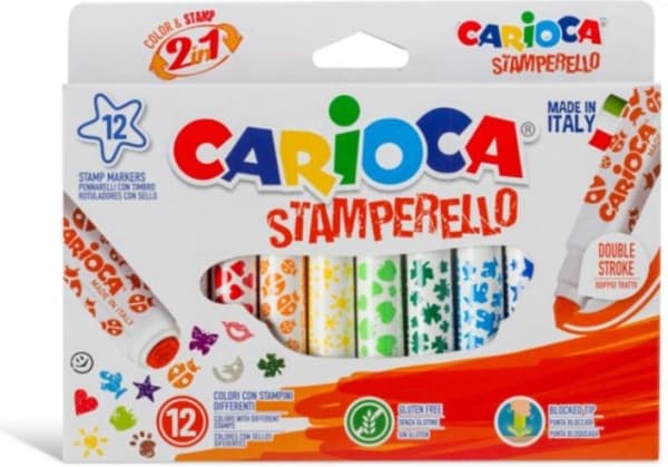 Carioca Stamperello, Multi, Multifärg, Kulspets och stämpelspets, 1 mm, 7 mm, Rund