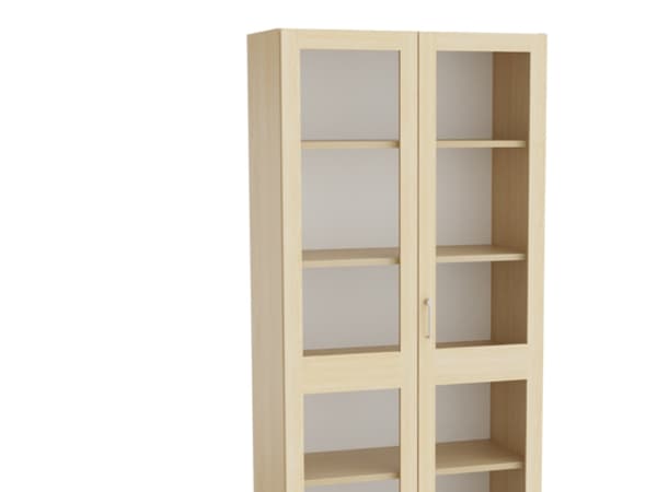 Mora Højskab med glasdøre 2100x1000x470mm birk laminat