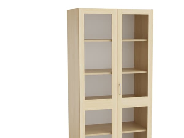 Mora Højskab med glasdøre 2100x1000x600mm birk laminat