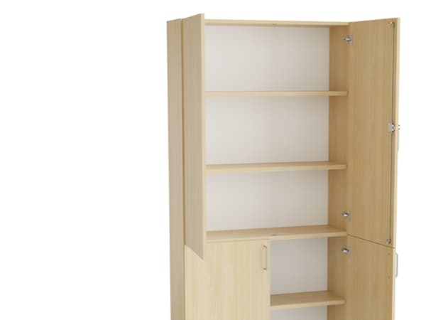 Mora Højskab med delte døre 2100x1000x600mm hvid laminat