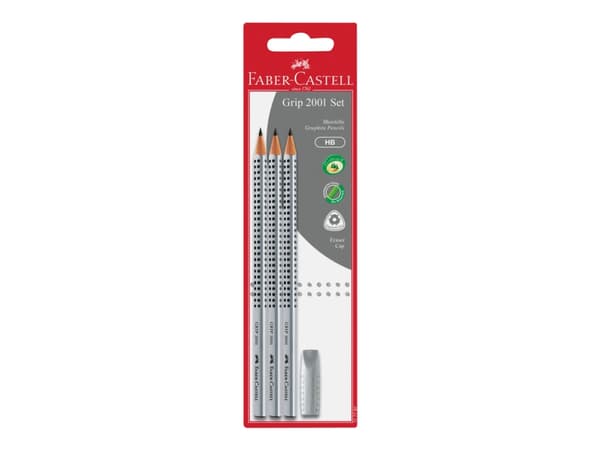 Faber-Castell GRIP 2001 - Penna - grafit - HB - svart (paket om 3)