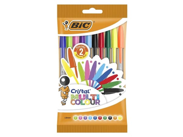 BIC Cristal, Multifärg, Svart, Blå, Grön, Ljusblå, Ljusgrön, Orange, Rosa, Lila, Röd, Turkos, Kulspetspenna, pinnformad, Rund, Alla, 1,6 mm