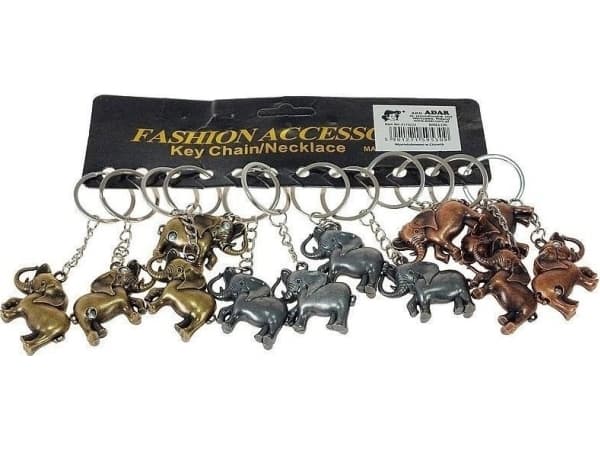 Metall elefant nøkkelring (12 stk)
