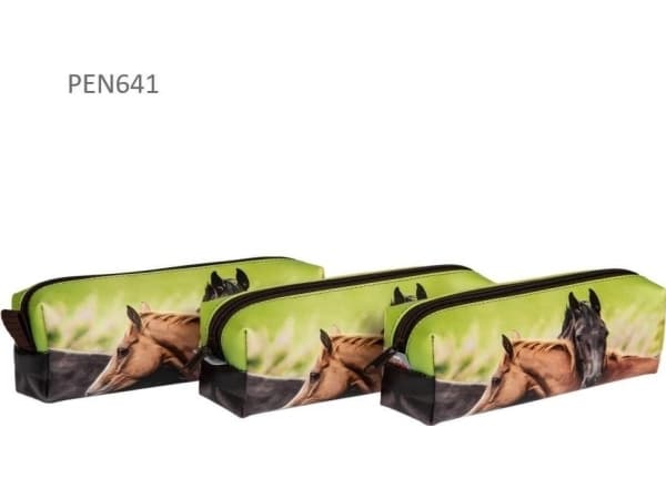 One-compartment pencil case horses