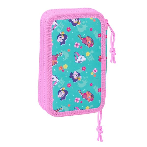 Double Pencil Case My Little Pony Magic Pink Turquoise 12.5 x 19.5 x 4 cm 28 Pieces