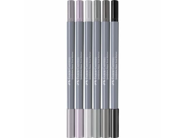 Faber-Castell Goldfaber Aqua Dual, beige, musta, harmaa, vaaleanharmaa, pastelli, hieno, harmaa, kierrätysmuovi, pyöreä, harmaan sävyt