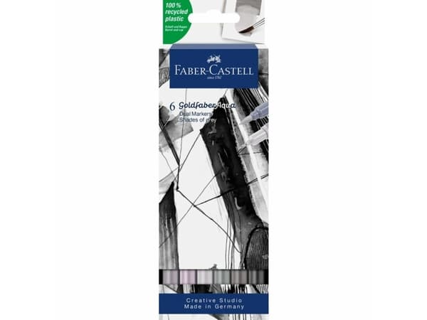 Faber-Castell Goldfaber Aqua Dual, beige, musta, harmaa, vaaleanharmaa, pastelli, hieno, harmaa, kierrätysmuovi, pyöreä, harmaan sävyt