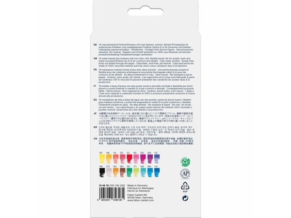 Faber-Castell Goldfaber Aqua Dual, Musta, Sininen, Vihreä, Harmaa, Magenta, Vaaleanpunainen, Keltainen, Hieno, Harmaa, Kierrätysmuovi, Pyöreä, Vesipo