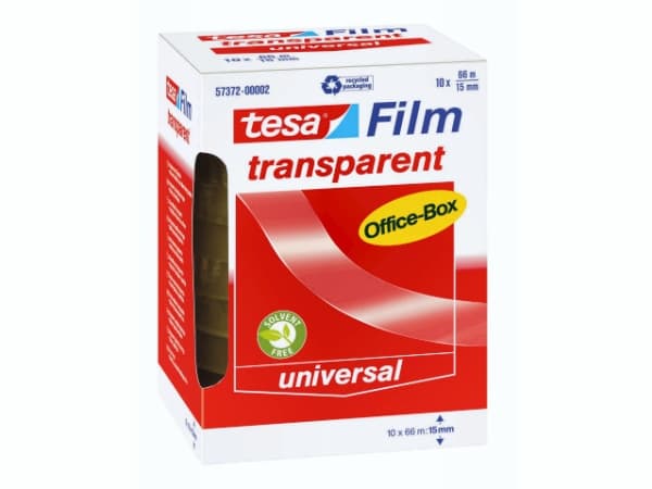 TESA tesafilm, 66 m, Gjennomsiktig, Polypropylen, 15 mm, Boks, 10 stykker