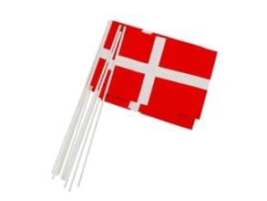 Flag A5 på plastpind Dannebrog 20x40cm Papir/Plast Rød/Hvid,12 ps x 8 stk/pk