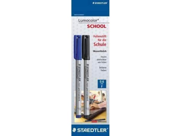 Staedtler Lumocolor 316, 2 styck, Svart, Blå, Svart, Blå, Grå, Vit, Polypropylen (PP), Fin, 0,6 mm