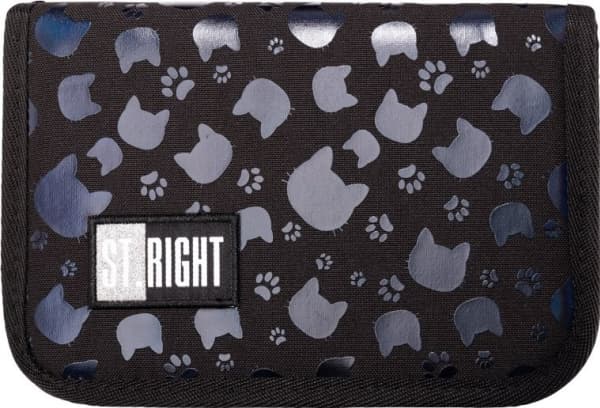 Two flap pencil case without accessories ST.RIGHT PC-03 Black cats