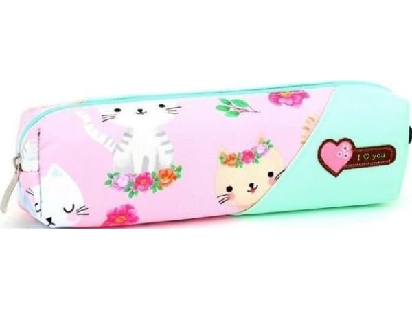 Small tuba pencil case cats celadon