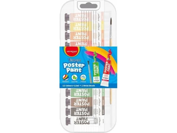 PBS Connect julistevärit KEYROAD 12x12ml, ilmainen sivellin, laatikossa, sekoitusvärit