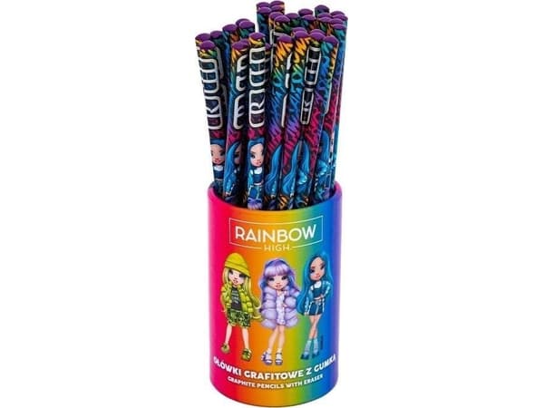 Triangular HB pencils with eraser Rainbow High (36pcs)