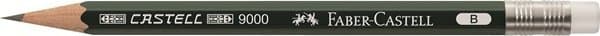 Faber-Castell CASTELL 9000 - Penna - B - med radergummi (paket om 3)