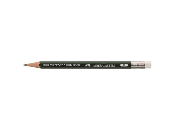 Faber-Castell CASTELL 9000 - Penna - B - med radergummi (paket om 3)