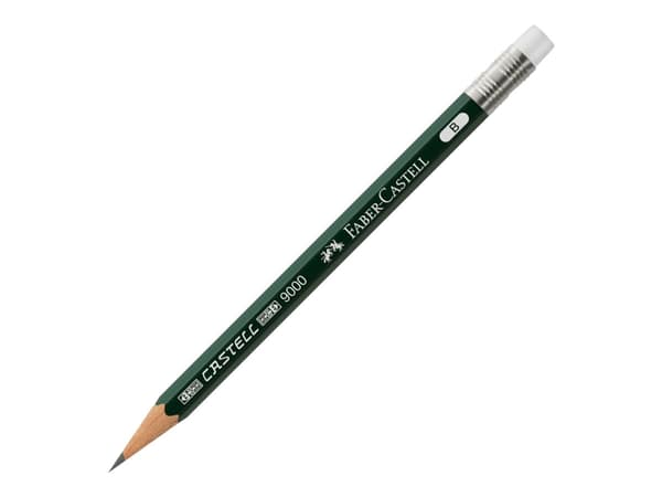 Faber-Castell CASTELL 9000 - Penna - B - med radergummi (paket om 3)