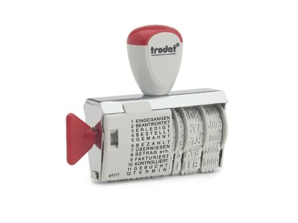 Trodat 1117D, Röd, Vit, Plast, 1 styck