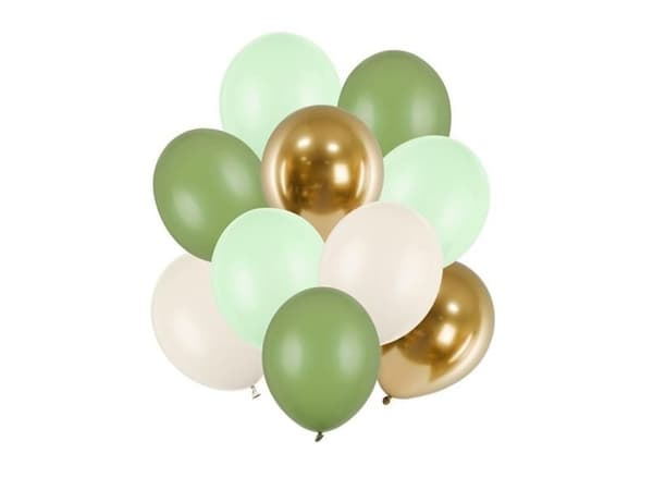 PartyDeco ZBL4, Lekeballong, Latex, Gull, Grønn, Lysegrønn, Hvit, Bilde, Bursdag, Universell
