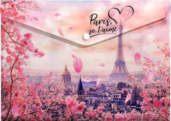 A4 PP-konvolutt med trykklås og Take Me To Paris-trykk