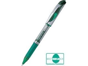 Pentel EnerGel, Korkillinen geelikynä, Vihreä, Vihreä, Hopea, Pyöreä, Molempikätinen, 0,7 mm