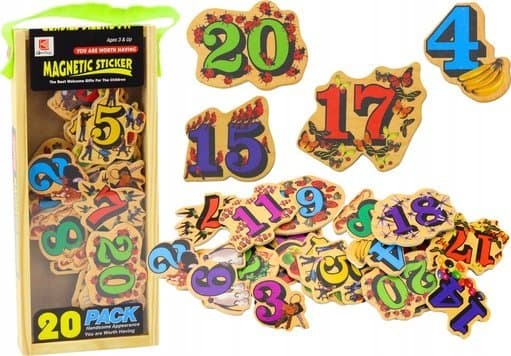 LeanToys Magneter Träsiffror Bilder 20 delar