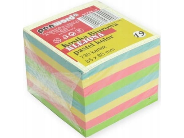 Polsirhurt Office sticky cube 730 ark 85x85x70mm pastellfärger KBK-19