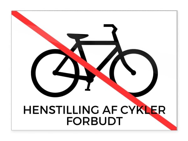 Skylt "Parkering av cyklar förbjuden" 18x13 cm, aluminium, vit