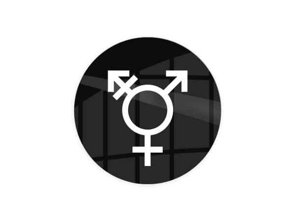 Skilt Kønsneutral symbol toilet Ø10 cm, aluminium, sort