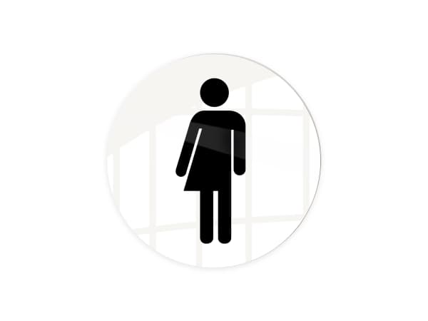 Skilt Kønsneutral silhuet toilet Ø10 cm, aluminium, hvid