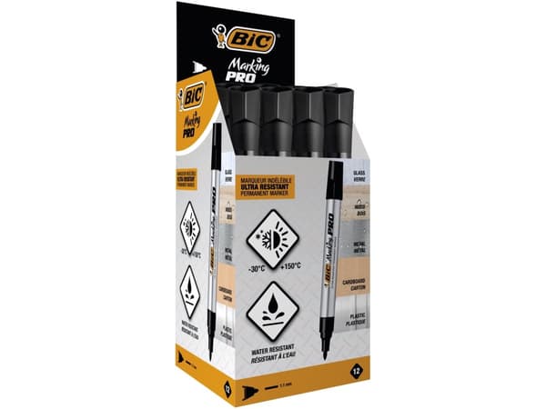 BIC 964800, 12 styck, Svart, Svart, 1,1 mm, Låda